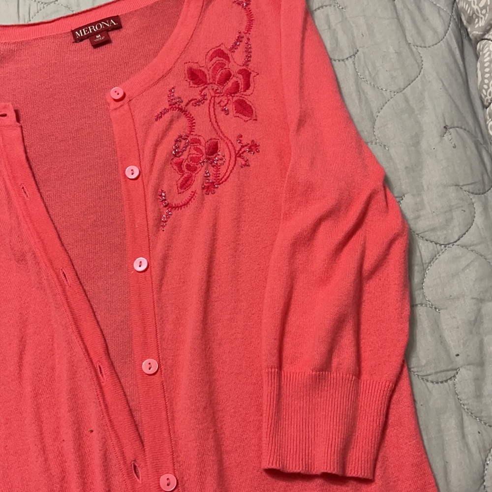Merona coral quarter sleeve cardigan - Picture 4 of 7